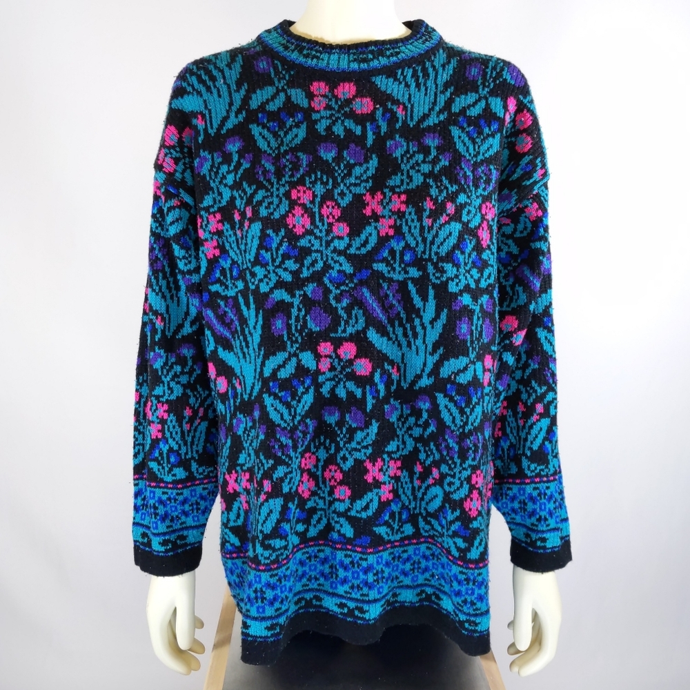 80s Floral Sweater